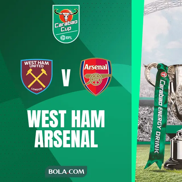 Link Live Streaming Carabao Cup West Ham Vs Arsenal Inggris