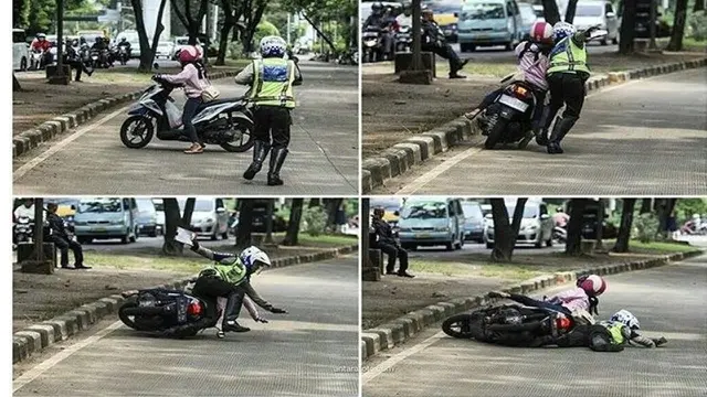 Kumpulan Potret Ketabahan Polisi Menghadapi Tingkah Laku Pemotor (ist)
