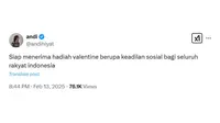 Cuitan Netizen Rayakan Valentine 2025. (Sumber: X/@andihiyat)