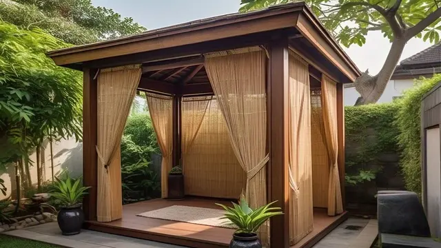 Saung Modern Kombinasi Besi dan Kayu