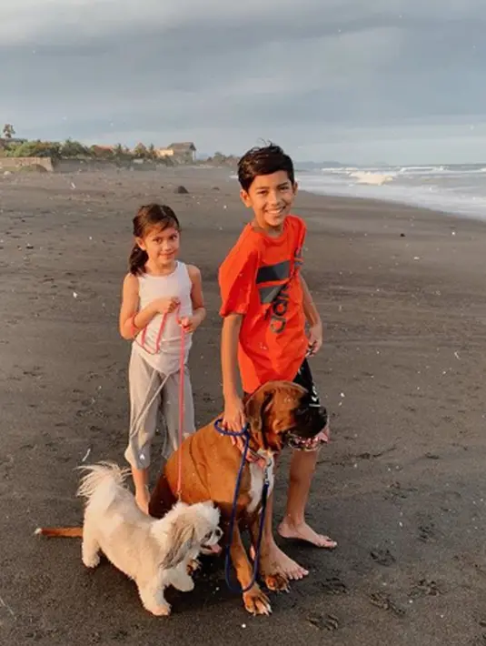 Jason dan Sarah sering menghabiskan waktu bermain bersama. Salah satunya dengan berjalan di pantai. (Liputan6.com/IG/nanamirdad_)