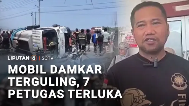 Mobil Damkar Terguling, 7 Petugas Terluka