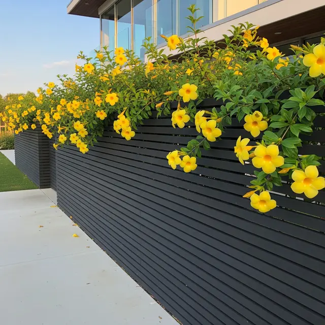 Pagar Rumah Minimalis dengan Tanaman Berbunga (Gemini AI)