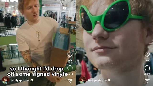 Ed Sheeran di Pasar Santa. (Instagram/ teddysphotos)