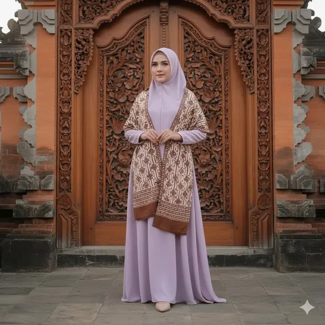 Gamis Brokat Kombinasi Batik Modern
