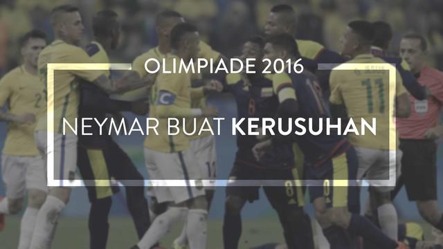 Video ketika Neymar berusaha buat kerusuhan pada laga Brasil melawan Kolombia di Perempat Final sepak bola Olimpiade Rio 2016.