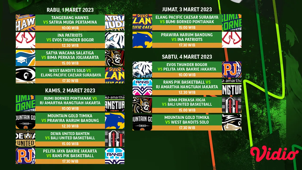 Jadwal Live Streaming IBL Seri 4 2023 di Vidio Pekan Ini