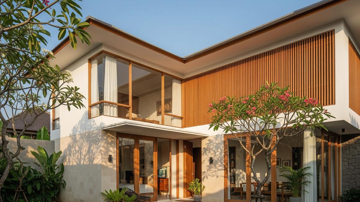 7 Gambar Rumah Minimalis Bentuk L Tampak Depan dengan Sentuhan Modern Tropis di 2025