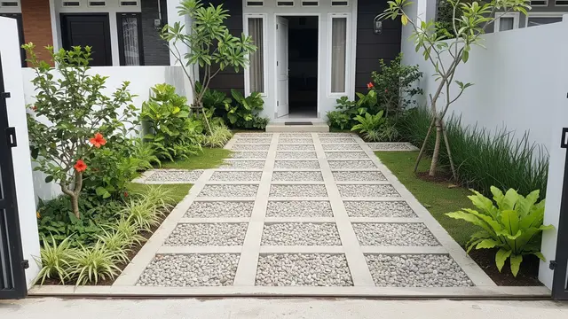 Ide Jalur Setapak Kebun agar Tidak Becek Saat Musim Hujan (AI)
