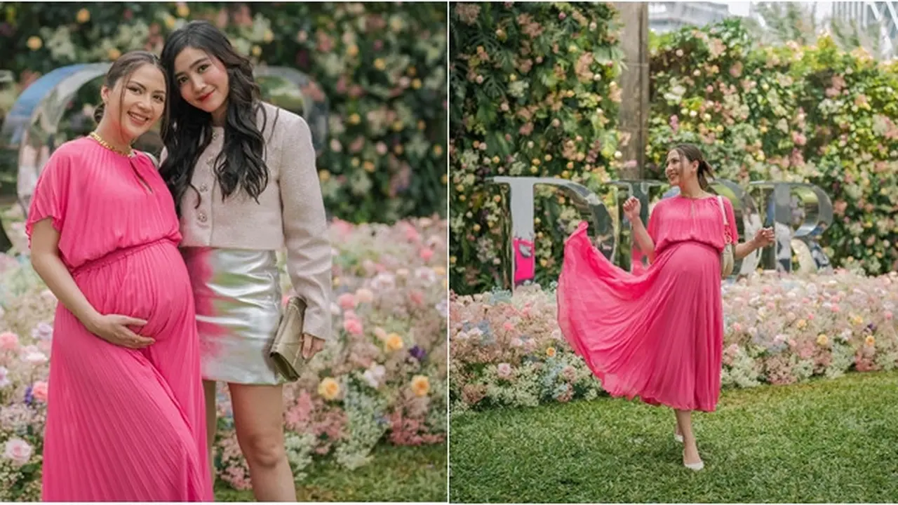 6 Potret Jessica Mila Ceria Bergaun Pink di Perayaan Valentine, Pamer Baby Bump
