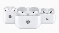 The second-gen AirPods (left), second-gen AirPods Pro (middle), and third-gen AirPods (right). (Apple)