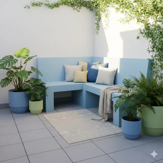 Inspirasi Teras Rumah Sempit tapi Cantik dengan Bangku Tembok