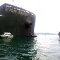 Polisi tangkapa kapal berbendera Panama terkait penyidikan kasus tumpahan minyak Teluk Balikpapan (Liputan6.com / Abelda Gunawwan)