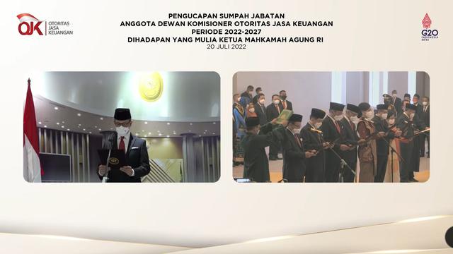 Mahkamah Agung (MA) resmi melantik Anggota Dewan Komisioner Otoritas Jasa Keuangan (OJK) yang baru periode 2022-2027