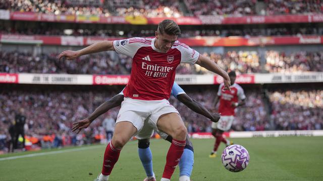 Aksi penyerang Arsenal Viktor Gyokeres di laga lawan Manchester City di pekan kelima Liga Inggris 2025/2026 di Emirates Stadium, Minggu (21/09/2025) malam WIB.