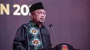 Ketua KPU RI Ilham Saputra memberikan sambutan saat peluncuran Hari Pemungutan Suara Pemilu Serentak Tahun 2024 di Gedung KPU, Jakarta, Senin (14/2/2022). KPU RI menetapkan Rabu 14 Februari 2024 sebagai hari dan tanggal untuk pemungutan suara pada Pemilu Serentak 2024. (Liputan6.com/Faizal Fanani)