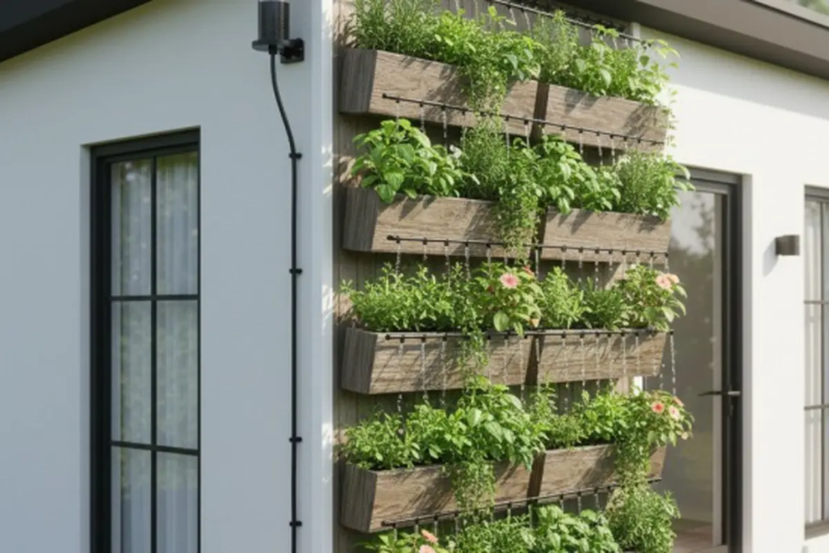 Konsep Kebun Mini di Rumah Menggunakan Sistem Irigasi Tetes Modular/ Ilustrasi Gemini AI