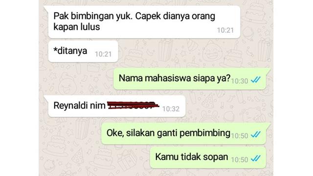6 Chat Mahasiswa ke Dosen Ini Bikin Emosi Sekaligus Geregetan