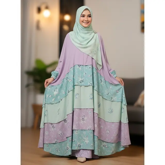 9 Model Gamis Batik Pastel Motif Lembut untuk Acara Keluarga Sederhana