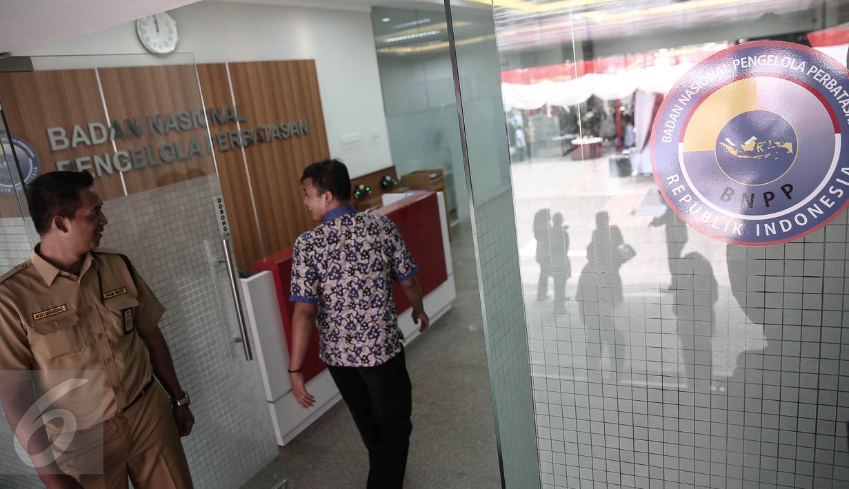 Suasana Kantor Badan Nasional Pengelola Perbatasan (BNPP) yang baru diresmikan di Jakarta, Kamis (19/5). BNPP sendiri merupakan lembaga yang bertanggung jawab mengkordinasikan pengelolaan perbatasan negara. (Liputan6.com/Faizal Fanani)