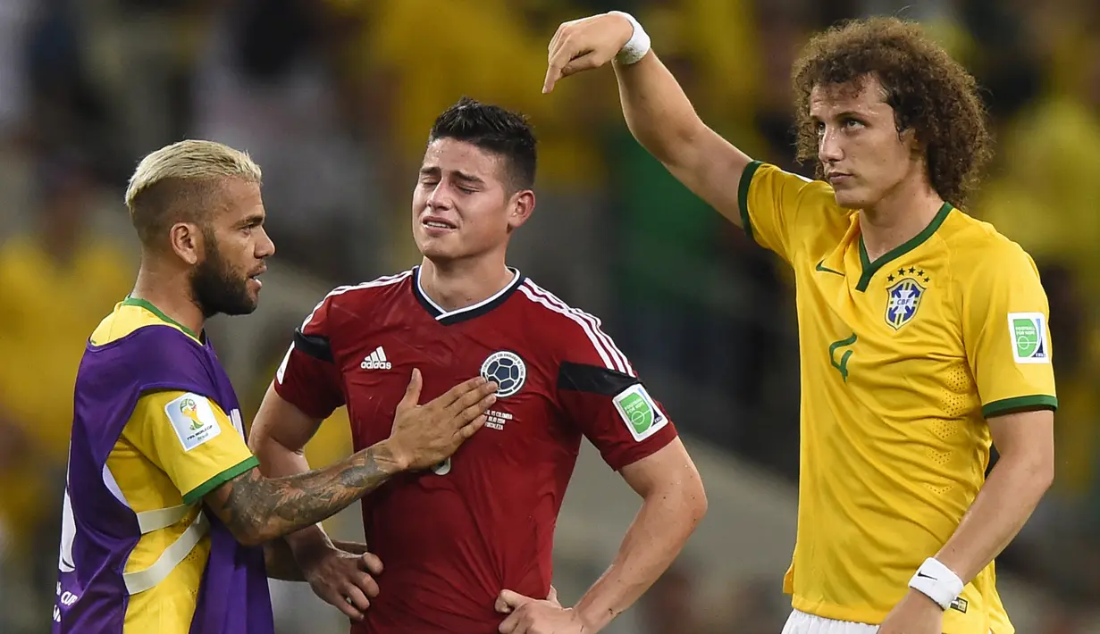 James Rodriguez. Gelandang berusia 30 tahun ini tampil cemerlang bersama Timnas Kolombia di Piala Dunia 2014 Brasil. Melaju hingga perempatfinal dan kalah 1-2 dari Brasil, ia sukses menjadi top skor dengan mencetak 6 gol dan selalu membuat gol di 5 laga Kolombia. (AFP/Fabrice Coffrini)