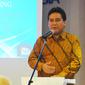 Ketua APINDO Haryadi Sukamdani saat memberikan sambutan dalam acara CEO Gathering, Jakarta, Senin (27/2). Dialog tersebut membahas peran MK dalam menjamin kepastian hukum di Indonesia dan implikasinya dalam dunia usaha. (Liputan6.com/Angga Yuniar)