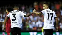 GOL CEPAT - Rodrigo membawa Valencia unggul 1-0 di menit keempat saat menghadapi AS Monaco. (AFP)