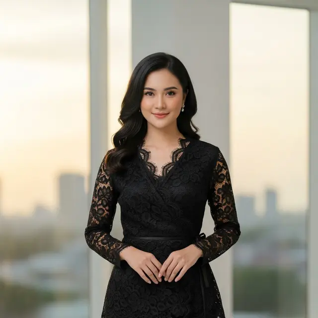 9 Model Atasan Brokat Warna Hitam Elegan, Gaya Klasik Modern