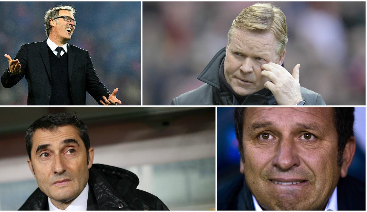 Barcelona hingga saat ini belum mencapai kata sepakat dengan Luis Enrique terkait perpanjangan kontrak, hal ini membuat spekulasi masa depannya di Camp Nou kian gelap. Berikut ini Ronald Koeman dan 5 pelatih calon suksesor Luis Enrique. (AFP)