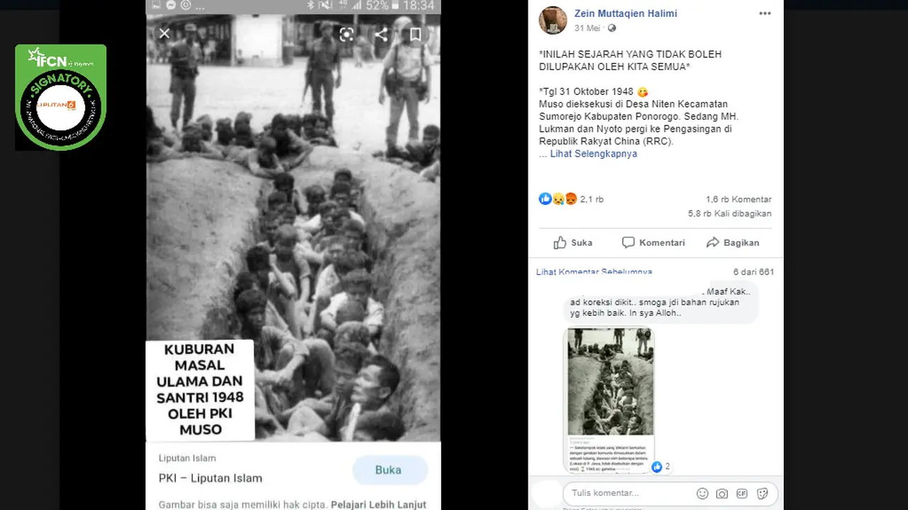 Klaim  Foto Kuburan Massal Ulama dan Santri Oleh PKI