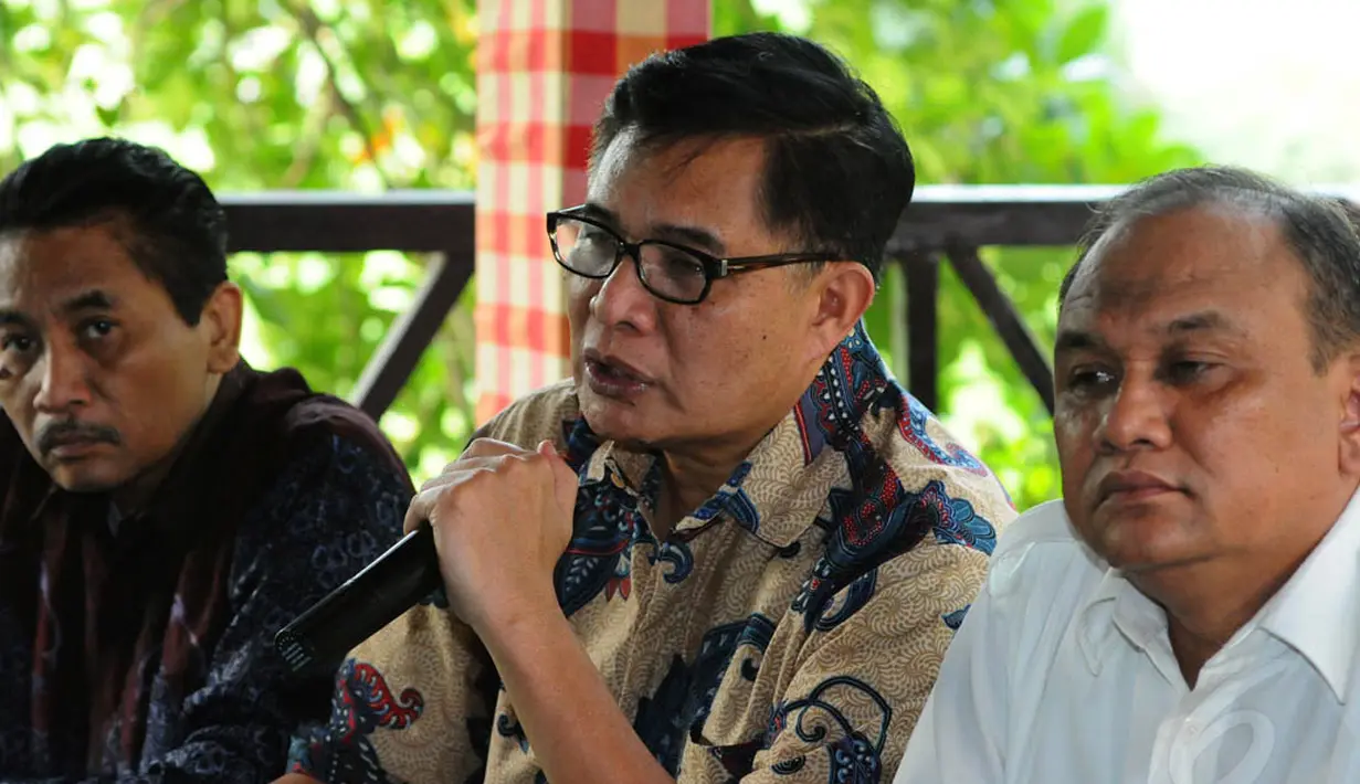 Hasil Mukhtamar PPP di Surabaya menetapkan M. Romahurmuziy menjabat sebagai Ketua Umum, dan mendukung pemerintahan Presiden Jokowi-Jusuf Kalla danserta bergabung dalam Koalisi Indonesia Hebat, Jakarta, (22/10/14). (Liputan6.com/Andrian M Tunay)