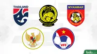 Logo-logo timnas peraih emas cabang sepak bola. (Bola.com/Dody Iryawan)