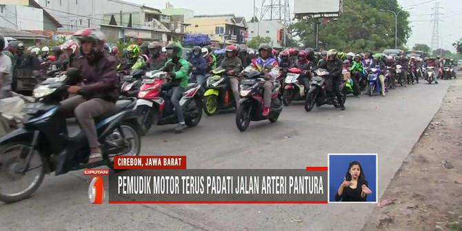 Ribuan Pemudik Bersepeda Motor Dominasi Jalur Pantura Cirebon