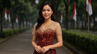7 Model Midi Dress Batik Kombinasi Brokat untuk Non Hijab Modern Tema Hari Kemerdekaan, Tampil Anggun dan Patriotik (sumber:AI)