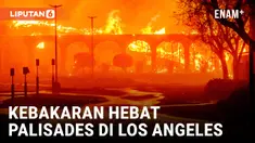 HELIKOPTER PEMADAM KEBAKARAN MEMERANGI KEBAKARAN PALISADES DI LOS ANGELES