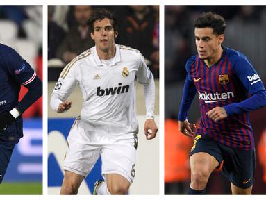 Siapa pun tidak akan membantah jika pesepak bola asal Brasil memiliki kemampuan individu yang aduhai. Tak heran jika harga pasaran para pemain asal Brasil khususnya yang berlaga di Eropa bernilai amat mahal. Berikut 5 pemain Brasil termahal sepanjang sejarah. (Kolase Foto AFP)