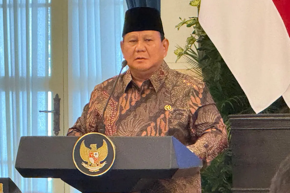 Presiden Prabowo Subianto saat memimpin sidang kabinet paripurna 1 tahun pemerintahan di Istana Negara Jakarta.