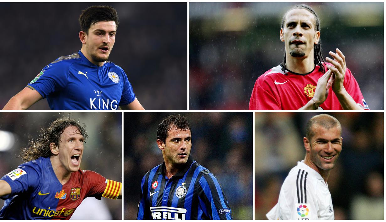 Pemain baru Manchester United, Harry Maguire, akan mewarisi nomor punggung lima milik legenda Setan Merah yaitu Rio Ferdinand. Berikut ini para pemain bernomor punggung lima terbaik sepanjang masa. (Foto Kolase AP dan AFP)