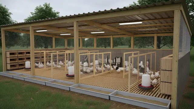 Desain Kandang Itik Petelur Skala 100 Ekor di Lahan Sempit 3x6 Meter (Image by Gemini AI)