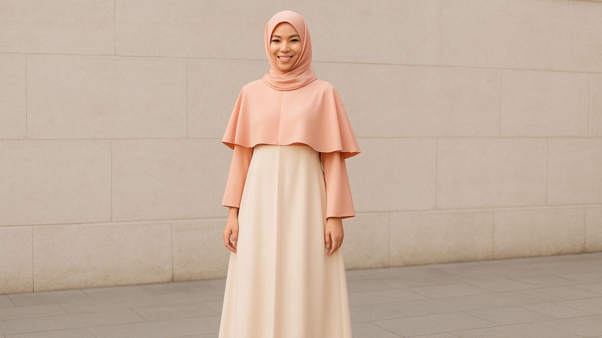 7 Model Gamis Polos Kombinasi 2 Warna, Tonjolkan Kesan Sopan dan Menawan