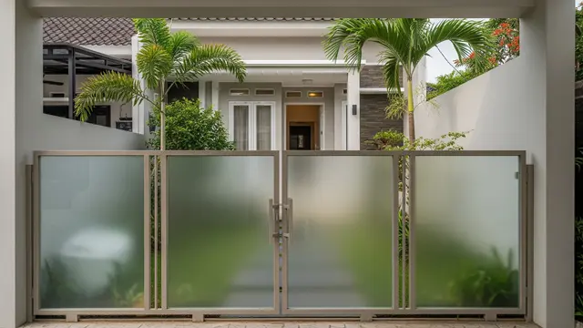 Model Pagar Rumah Kecil Warna Netral Biar Terlihat Lega Desain Kaca Tempered