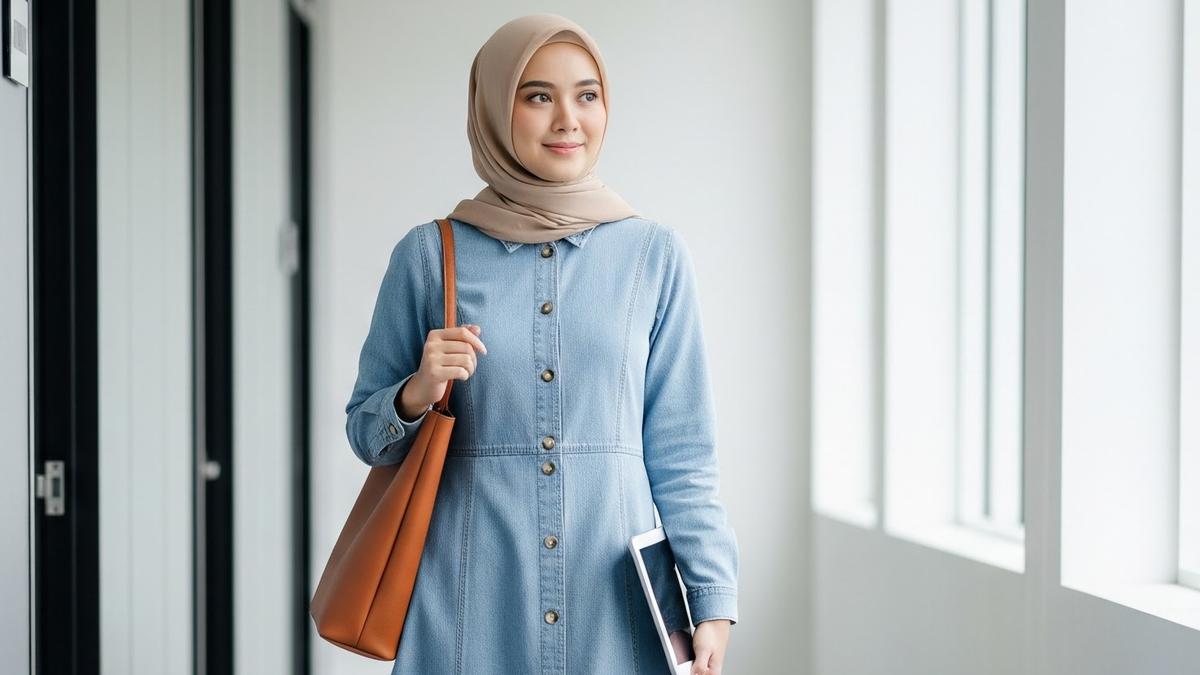 5 Outfit Minimalis Gamis untuk ke Kantor dan Acara Santai, Panduan Fast-Styling untuk Muslimah Sibuk