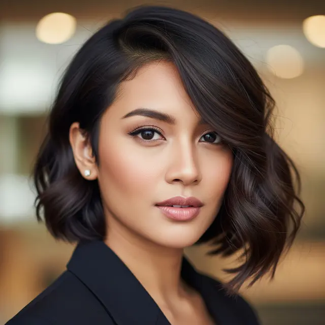 Model Rambut Wanita Bob Panjang Sebelah