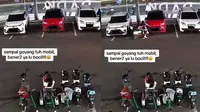 Viral bocah naik sepeda listrik tabrak mobil (Sumber: TikTok/puteputri10)