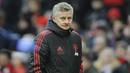 Pelatih Manchester United, Ole Gunnar Solskjær, saat melawan Reading pada laga Piala FA di Stadion Old Trafford, Sabtu (5/1). Manchester United menang 2-0 atas Reading. (AP/Rui Vieira)