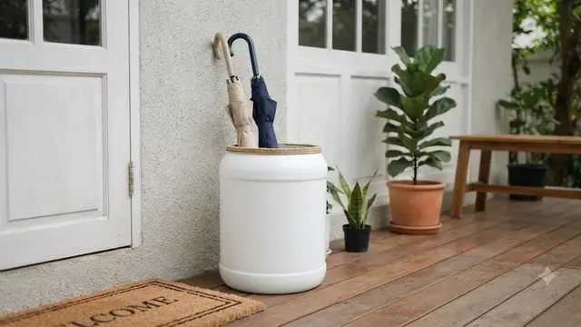 Tempat Payung Minimalis dengan Balutan Cat Putih Matte (AI Generated)