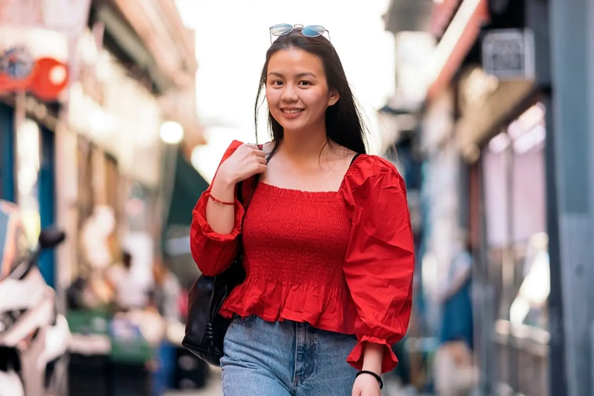 baju merah cantik santai single