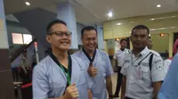 Aswari Rivai-Irwansyah, Cagub-Cawagub Pilkada Sumsel saat mengikuti tes kesehatan di RSMH Palembang (Liputan6.com / Nefri Inge)