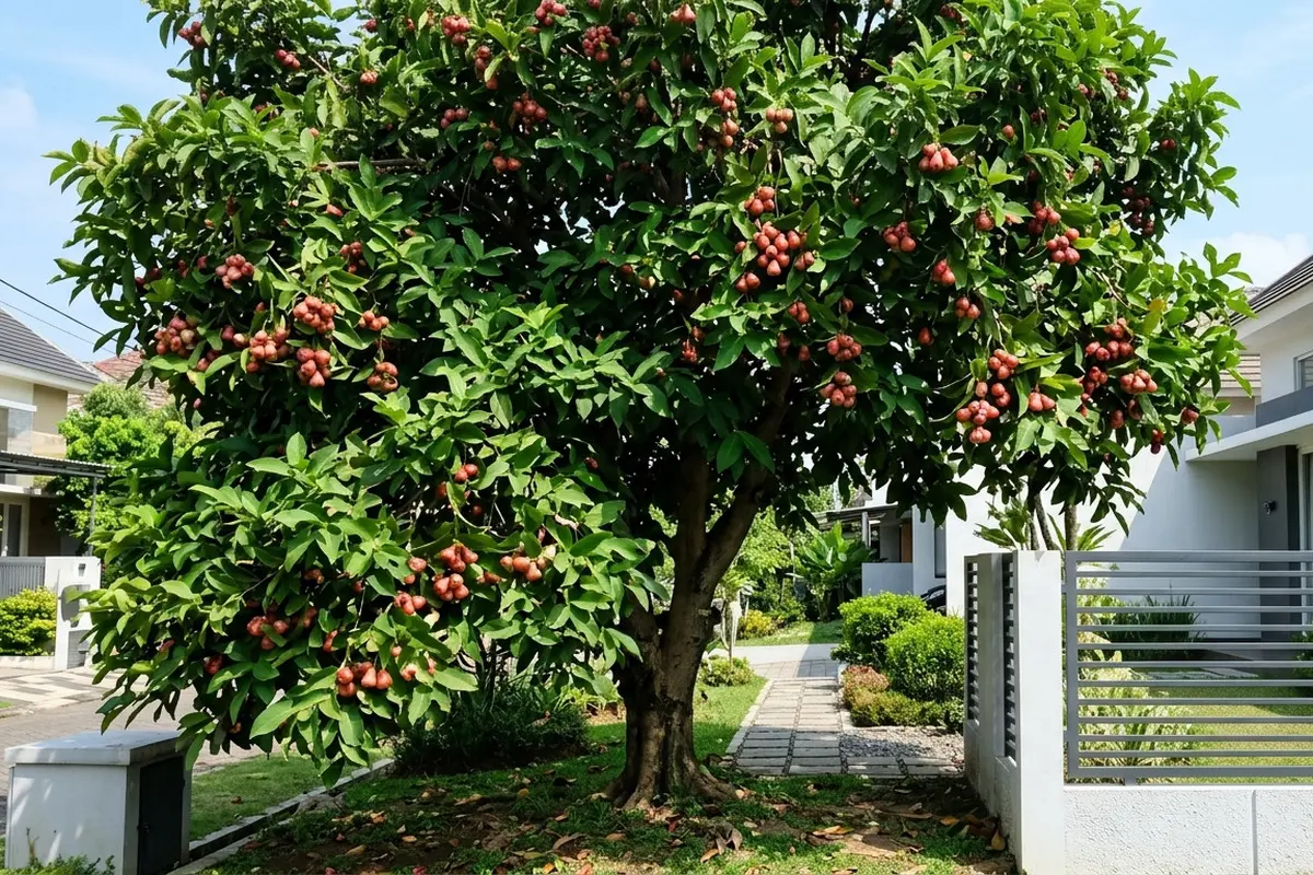 Pohon Jambu Air Dekat Pagar