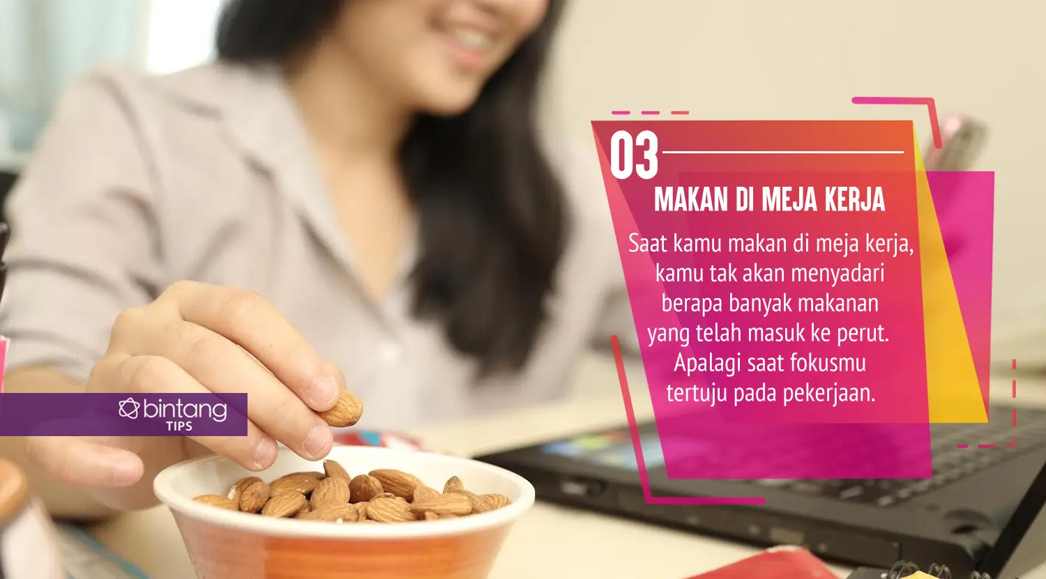 Kebiasaan yang sering kamu lakukan di kantor ini ternyata bisa bikin gendut. (Foto: Daniel Kampua, Digital Imaging: Nurman Abdul Hakim/Bintang.com)